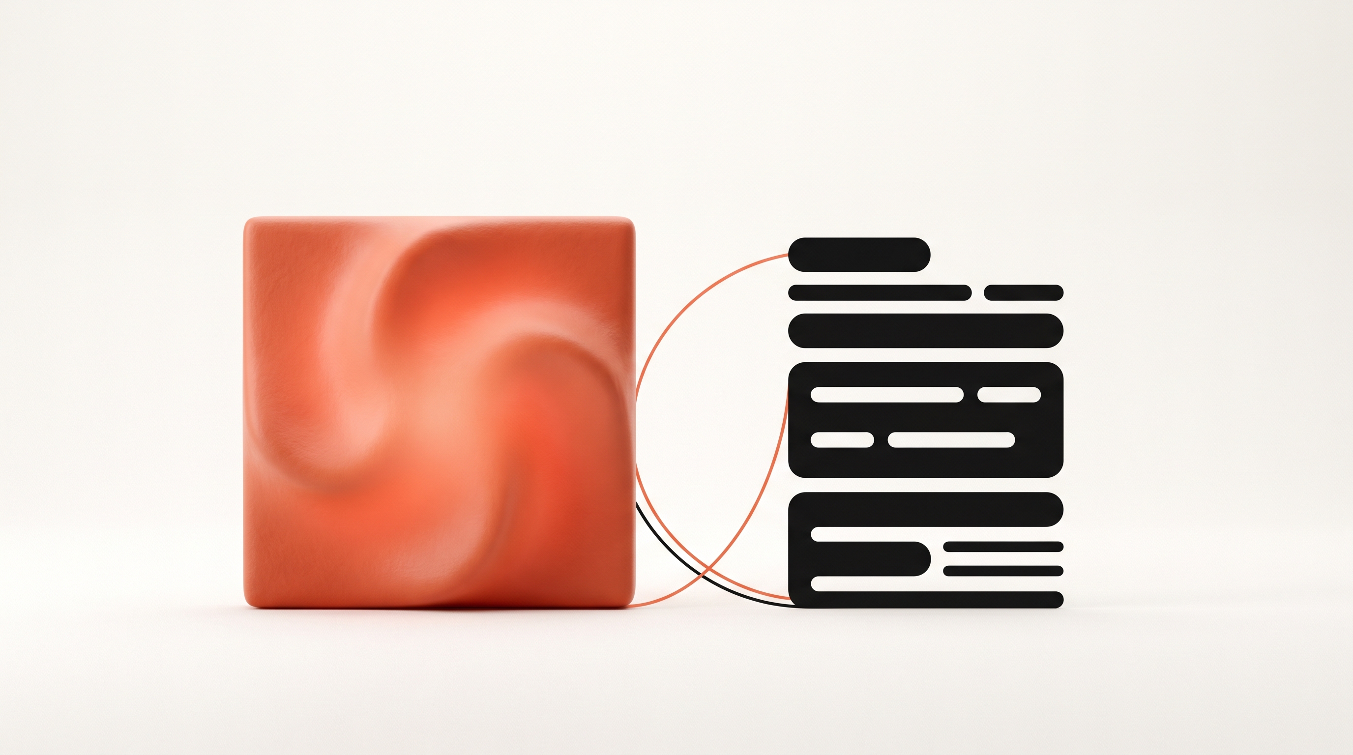 An image tile joined to blocks of copy, representing AI-generated ad copy and images